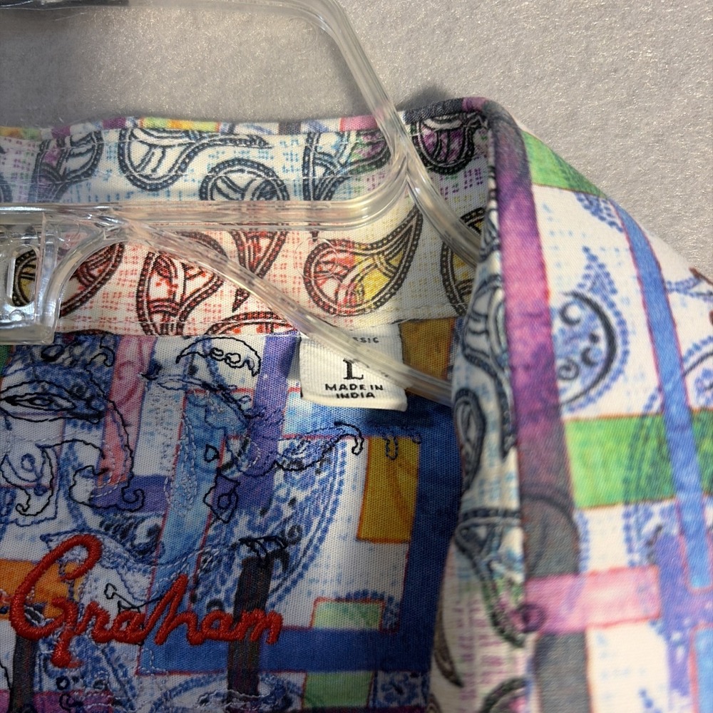 Robert Graham Shirt Mens L Paisley Print Long Sleeve Button Down Bright Colors - Picture 3 of 14